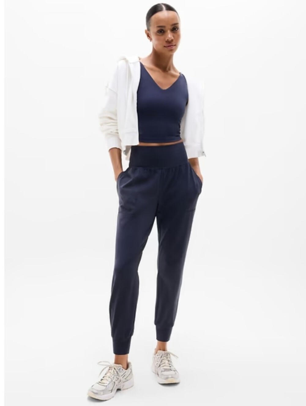 ATHLETA SALUTATION HIGH RISE JOGGER Buttery-soft Compression in Navy Blue XL